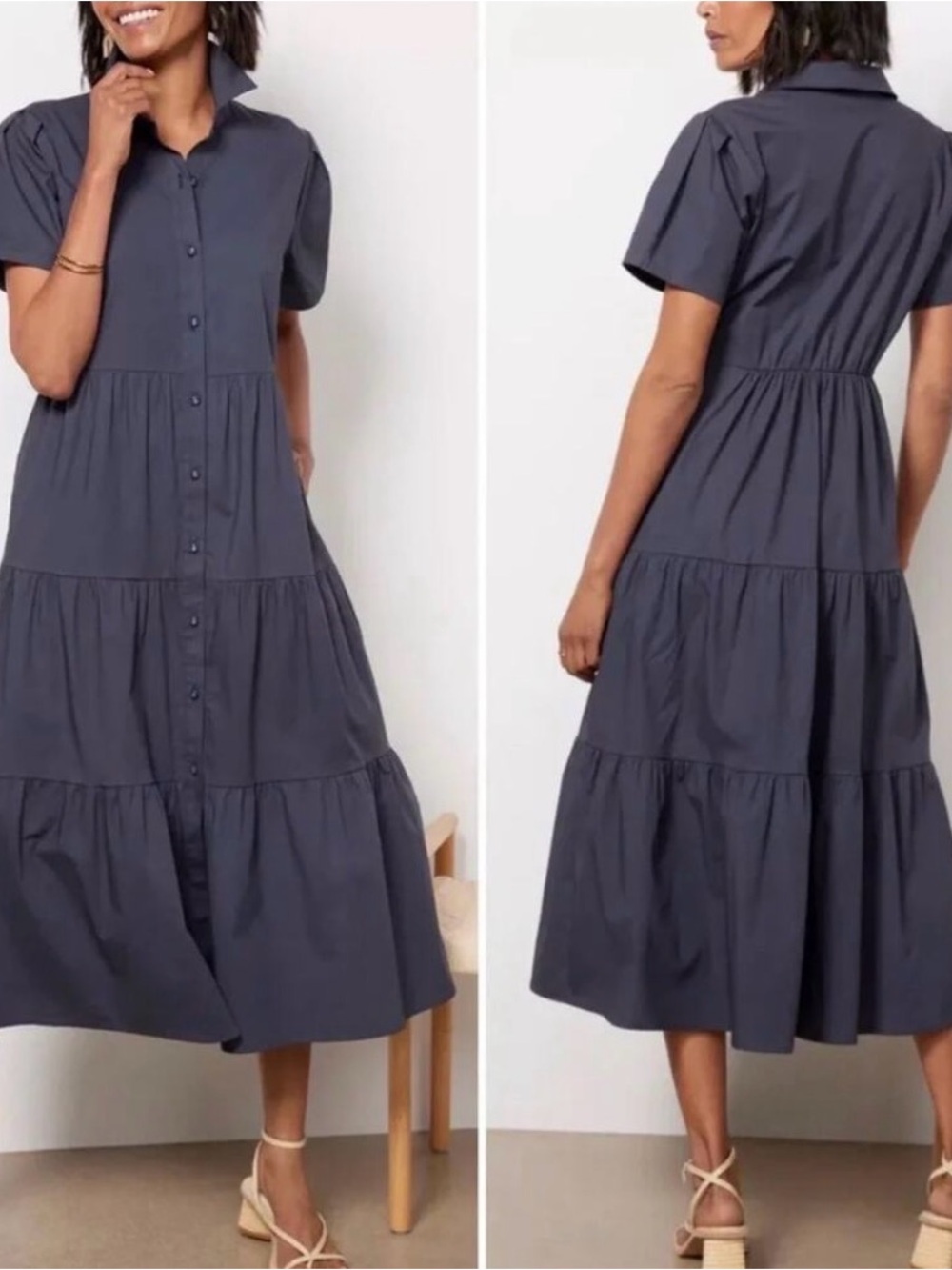 Evereve Evelyn button front cotton dress S